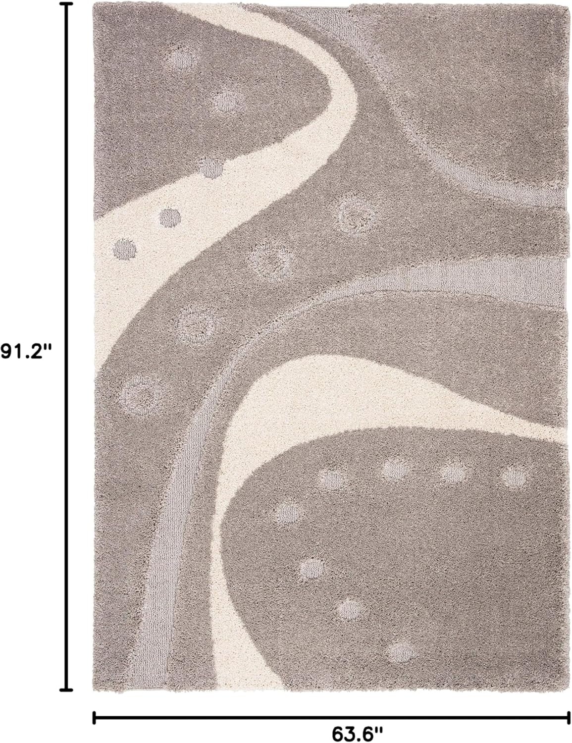 image:imageSAFAVIEH Florida Shag Collection Area Rug 86 x 12 Dark Blue amp Ivory Abstract Design NonShedding amp Easy Care 12inch Thick Ideal for High Traffic Areas in Living Room Bedroom SG4736511GreyIvory