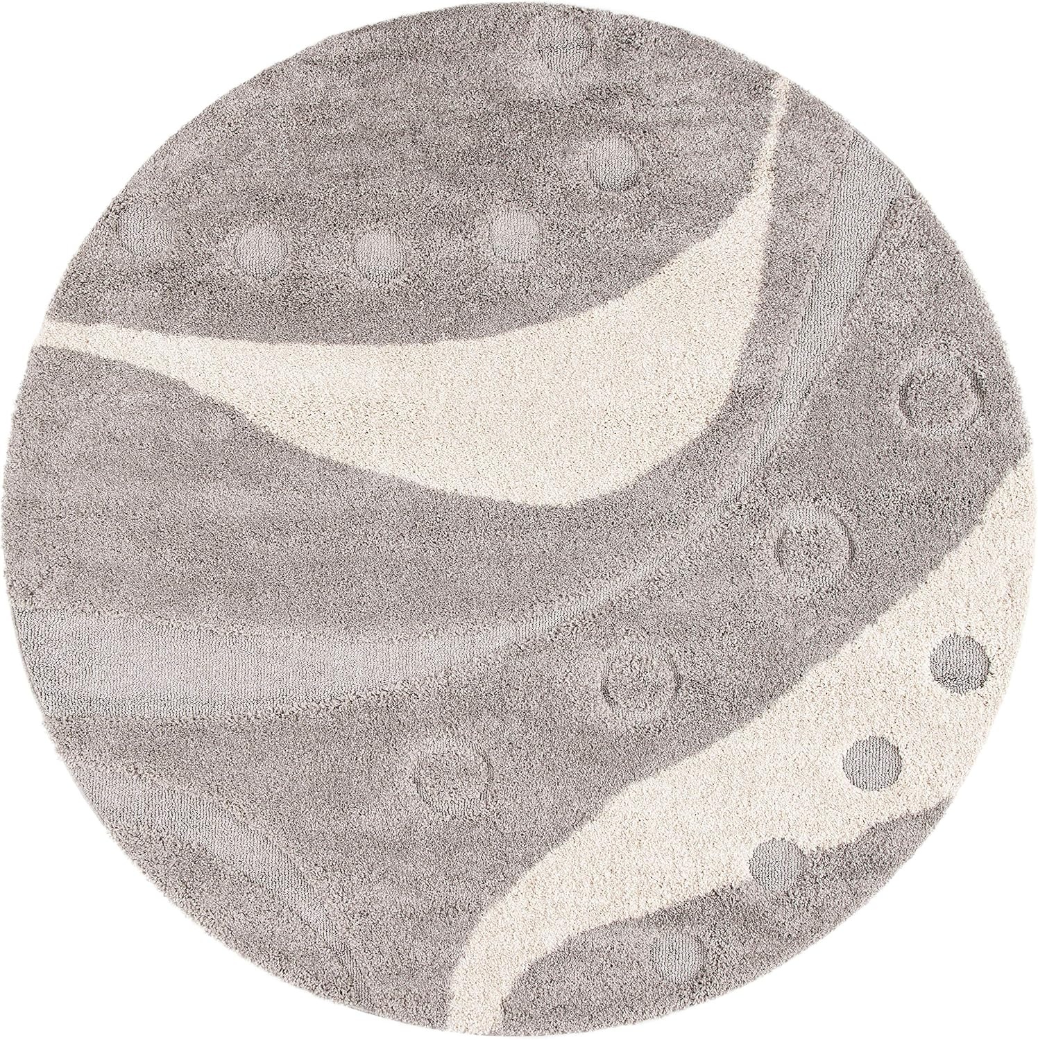 image:imageSAFAVIEH Florida Shag Collection Area Rug 86 x 12 Dark Blue amp Ivory Abstract Design NonShedding amp Easy Care 12inch Thick Ideal for High Traffic Areas in Living Room Bedroom SG4736511GreyIvory