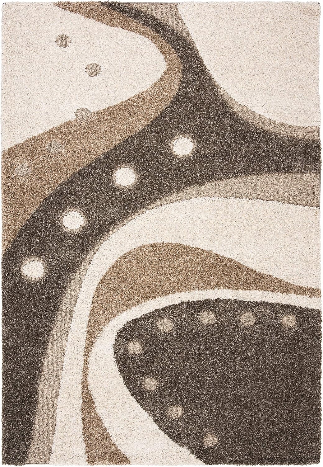 image:imageSAFAVIEH Florida Shag Collection Area Rug 86 x 12 Dark Blue amp Ivory Abstract Design NonShedding amp Easy Care 12inch Thick Ideal for High Traffic Areas in Living Room Bedroom SG4736511BrownIvory