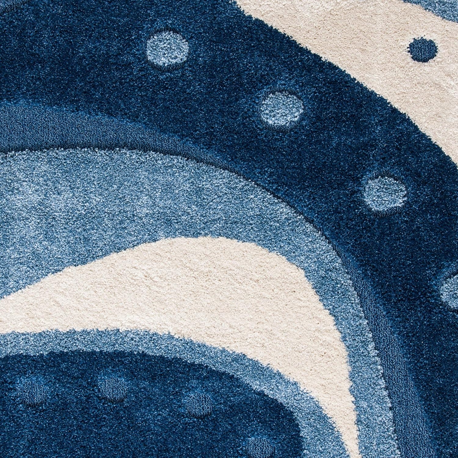 image:imageSAFAVIEH Florida Shag Collection Area Rug 86 x 12 Dark Blue amp Ivory Abstract Design NonShedding amp Easy Care 12inch Thick Ideal for High Traffic Areas in Living Room Bedroom SG4736511Dark BlueIvory