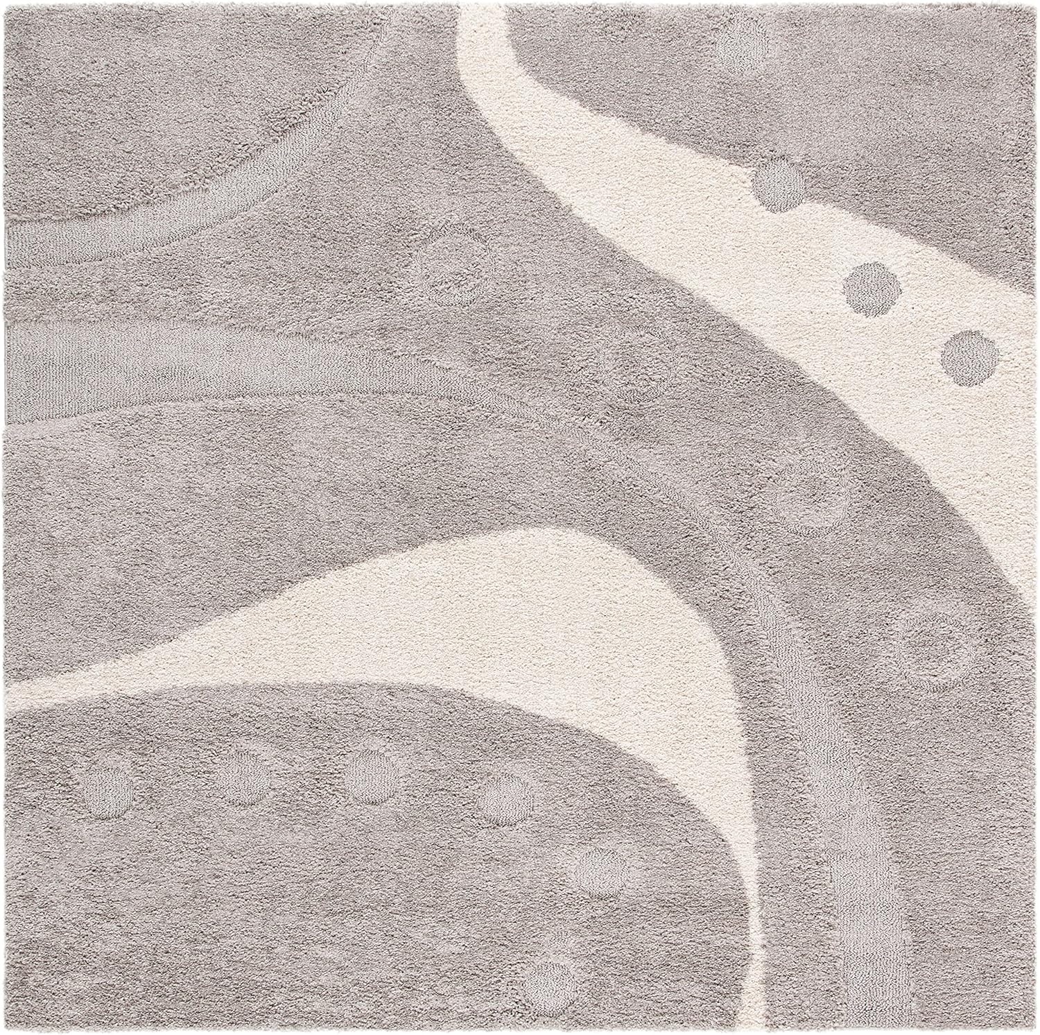 image:imageSAFAVIEH Florida Shag Collection Area Rug 86 x 12 Dark Blue amp Ivory Abstract Design NonShedding amp Easy Care 12inch Thick Ideal for High Traffic Areas in Living Room Bedroom SG4736511GreyIvory