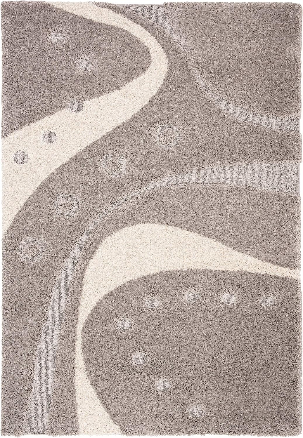 image:imageSAFAVIEH Florida Shag Collection Area Rug 86 x 12 Dark Blue amp Ivory Abstract Design NonShedding amp Easy Care 12inch Thick Ideal for High Traffic Areas in Living Room Bedroom SG4736511GreyIvory