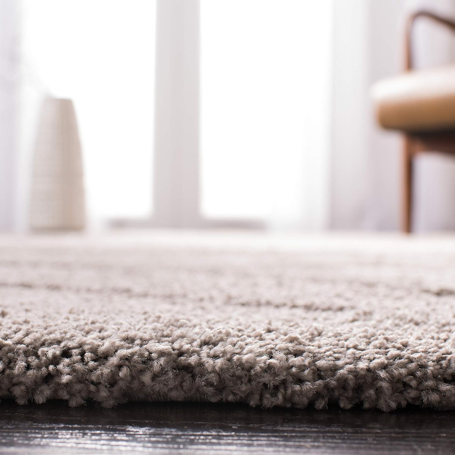 image:imageSAFAVIEH Florida Shag Collection Area Rug 86 x 12 Dark Blue amp Ivory Abstract Design NonShedding amp Easy Care 12inch Thick Ideal for High Traffic Areas in Living Room Bedroom SG4736511GreyIvory