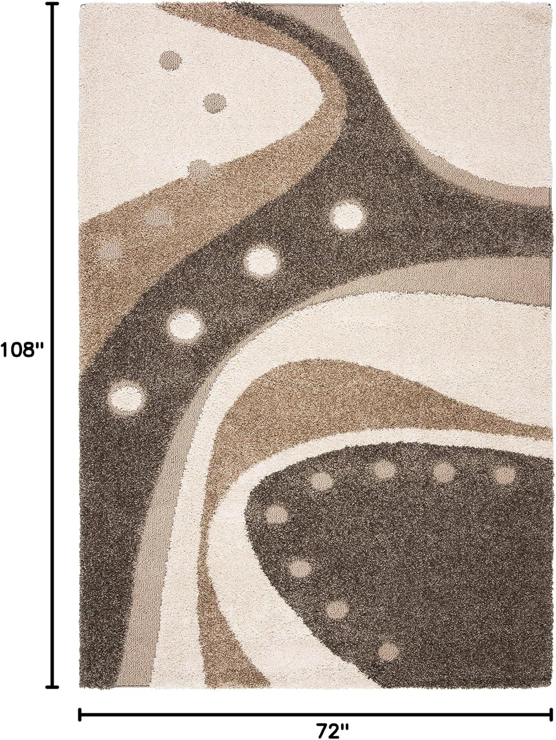 image:imageSAFAVIEH Florida Shag Collection Area Rug 86 x 12 Dark Blue amp Ivory Abstract Design NonShedding amp Easy Care 12inch Thick Ideal for High Traffic Areas in Living Room Bedroom SG4736511BrownIvory