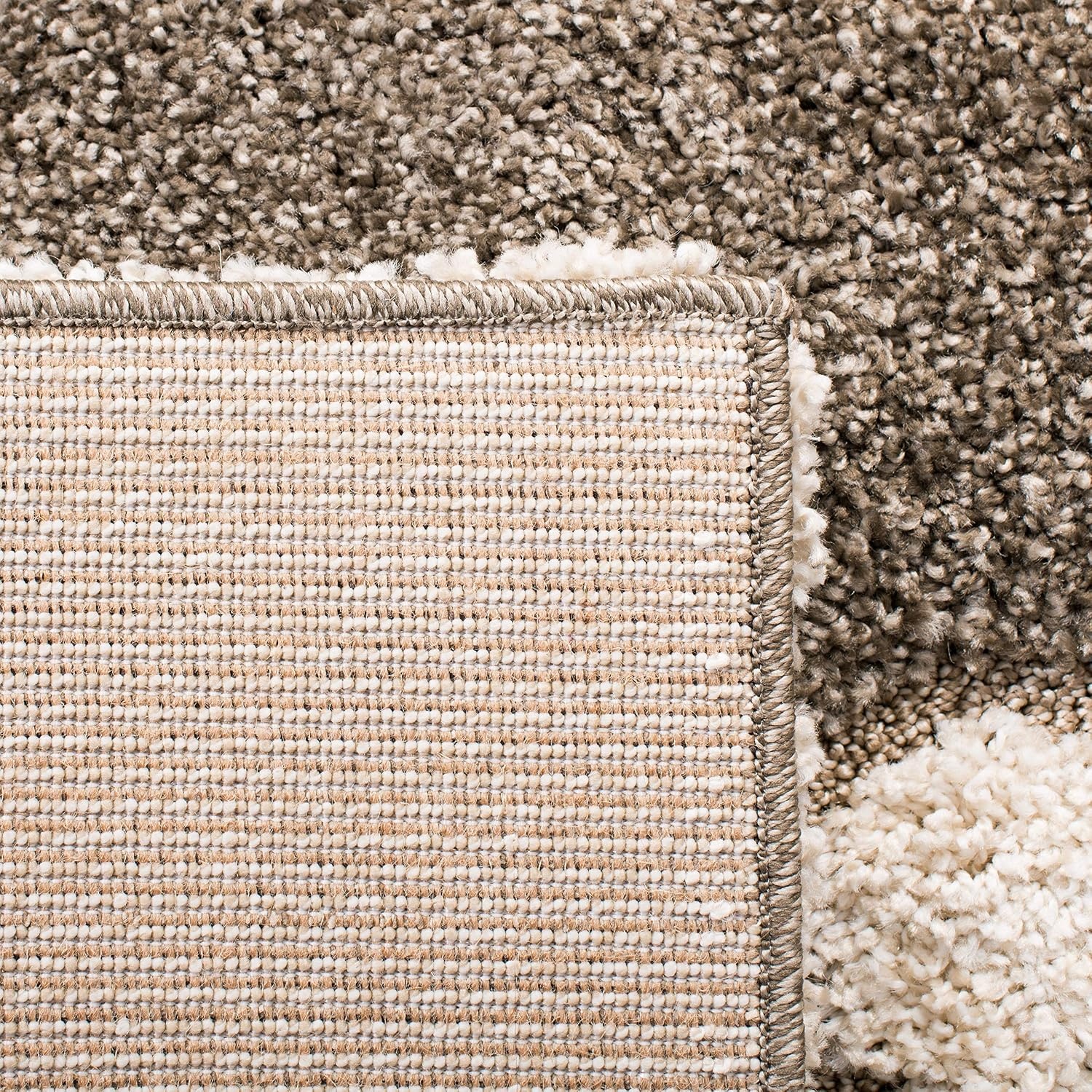 image:imageSAFAVIEH Florida Shag Collection Area Rug 86 x 12 Dark Blue amp Ivory Abstract Design NonShedding amp Easy Care 12inch Thick Ideal for High Traffic Areas in Living Room Bedroom SG4736511BrownIvory