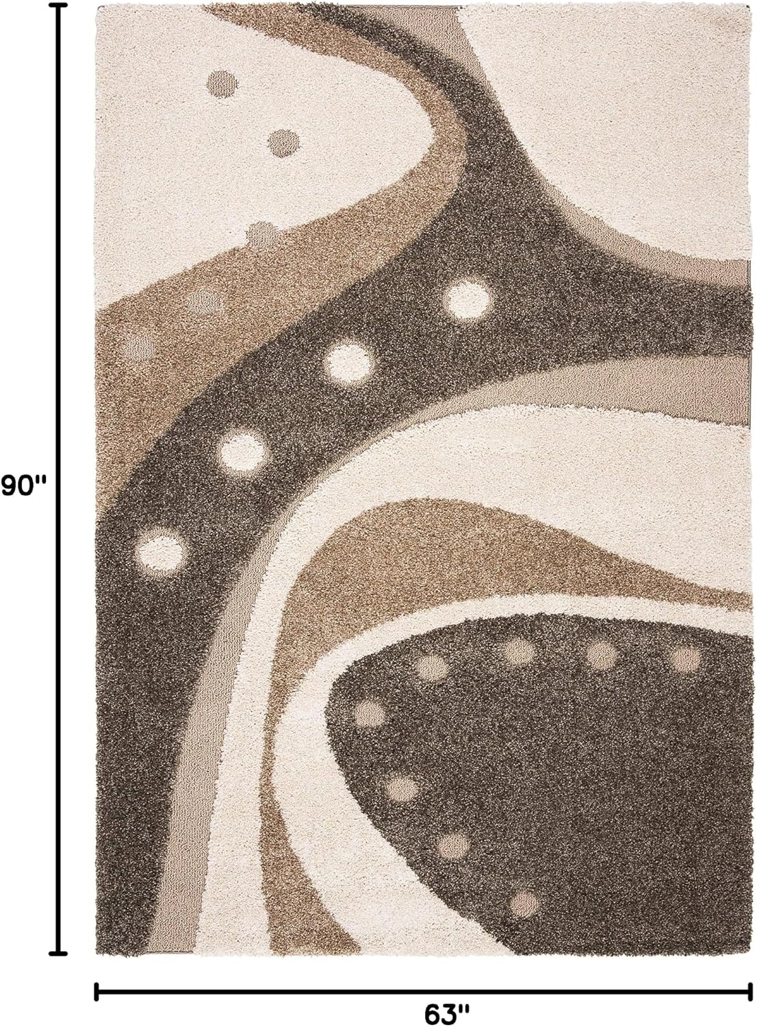 image:imageSAFAVIEH Florida Shag Collection Area Rug 86 x 12 Dark Blue amp Ivory Abstract Design NonShedding amp Easy Care 12inch Thick Ideal for High Traffic Areas in Living Room Bedroom SG4736511BrownIvory