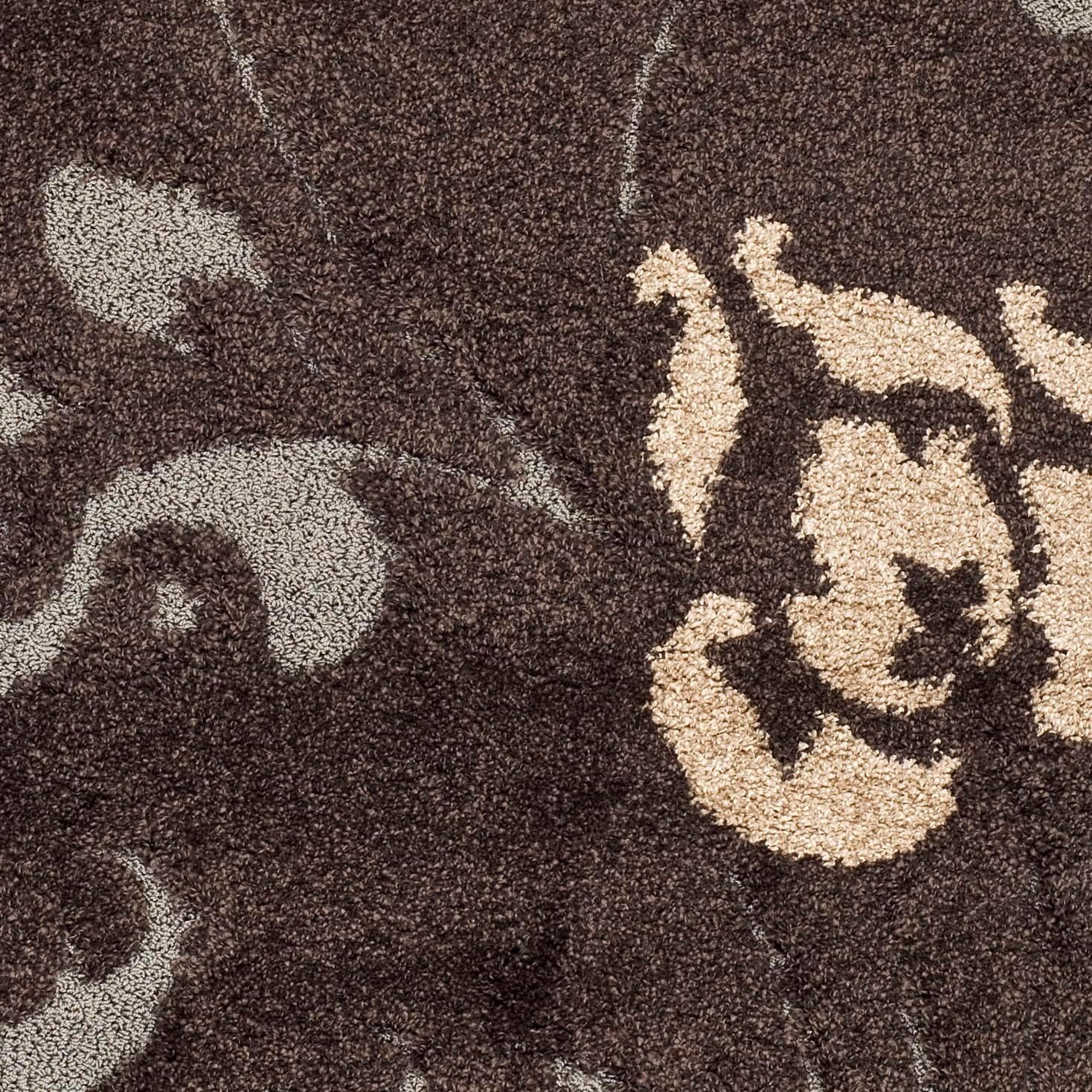 image:imageSAFAVIEH Florida Shag Collection Area Rug 86 x 12 Grey amp Beige Floral Design NonShedding amp Easy Care 12inch Thick Ideal for High Traffic Areas in Living Room Bedroom SG4588013Dark BrownSmoke