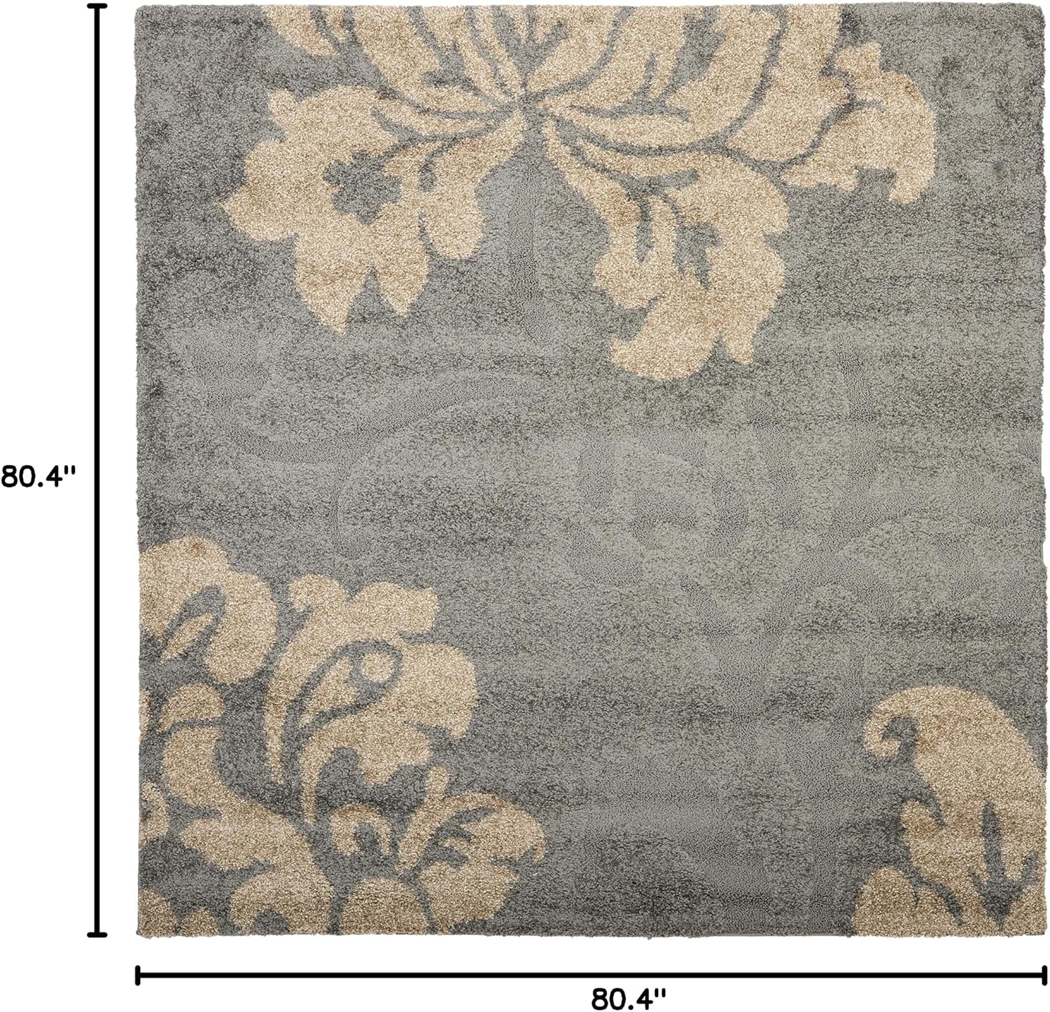 image:imageSAFAVIEH Florida Shag Collection Area Rug 86 x 12 Grey amp Beige Floral Design NonShedding amp Easy Care 12inch Thick Ideal for High Traffic Areas in Living Room Bedroom SG4588013GreyBeige