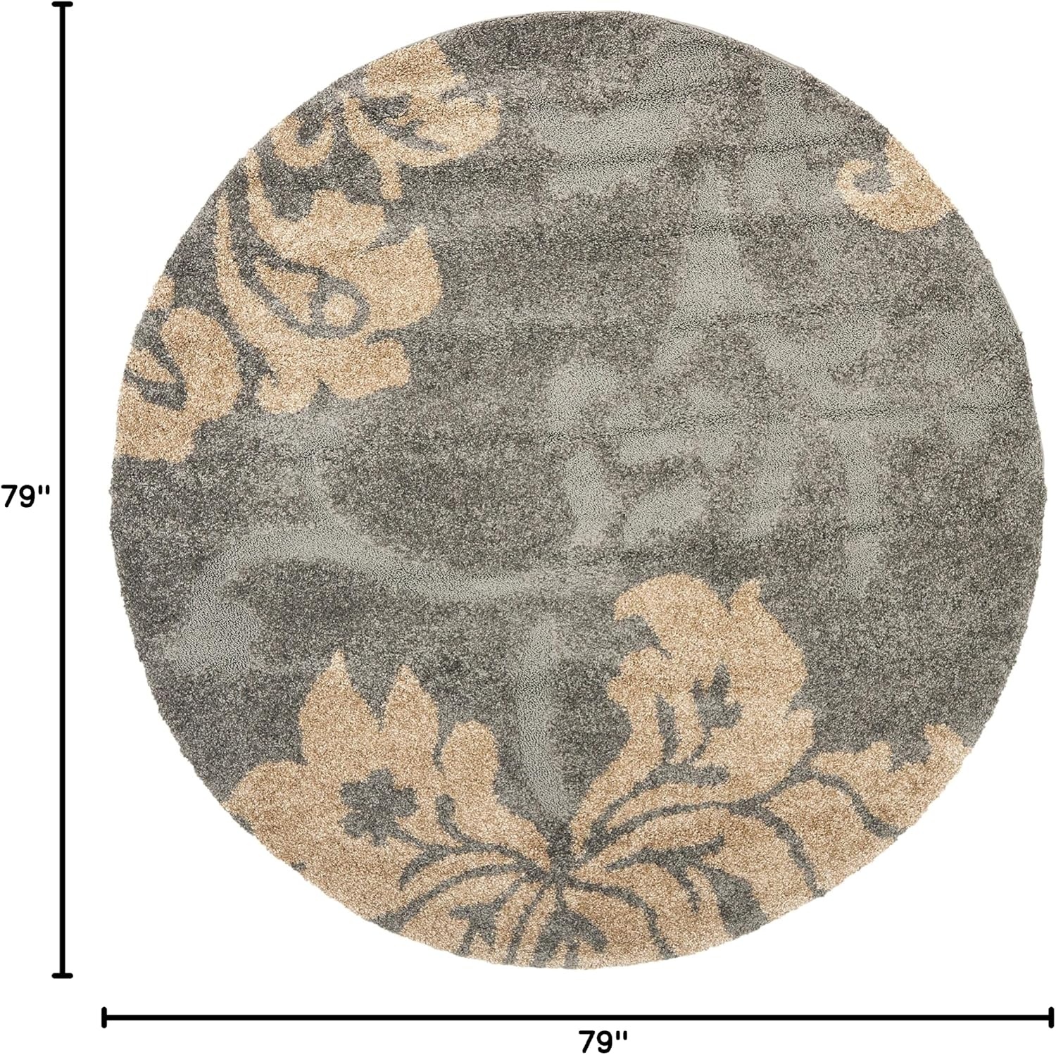 image:imageSAFAVIEH Florida Shag Collection Area Rug 86 x 12 Grey amp Beige Floral Design NonShedding amp Easy Care 12inch Thick Ideal for High Traffic Areas in Living Room Bedroom SG4588013GreyBeige