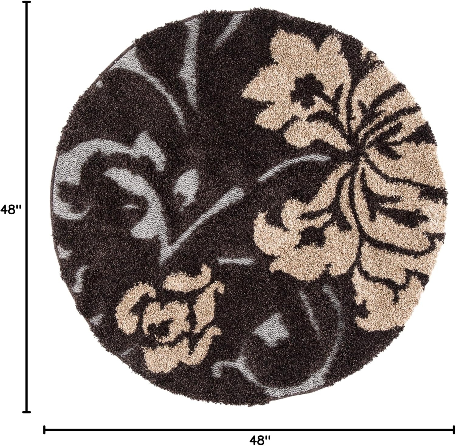 image:imageSAFAVIEH Florida Shag Collection Area Rug 86 x 12 Grey amp Beige Floral Design NonShedding amp Easy Care 12inch Thick Ideal for High Traffic Areas in Living Room Bedroom SG4588013Dark BrownSmoke