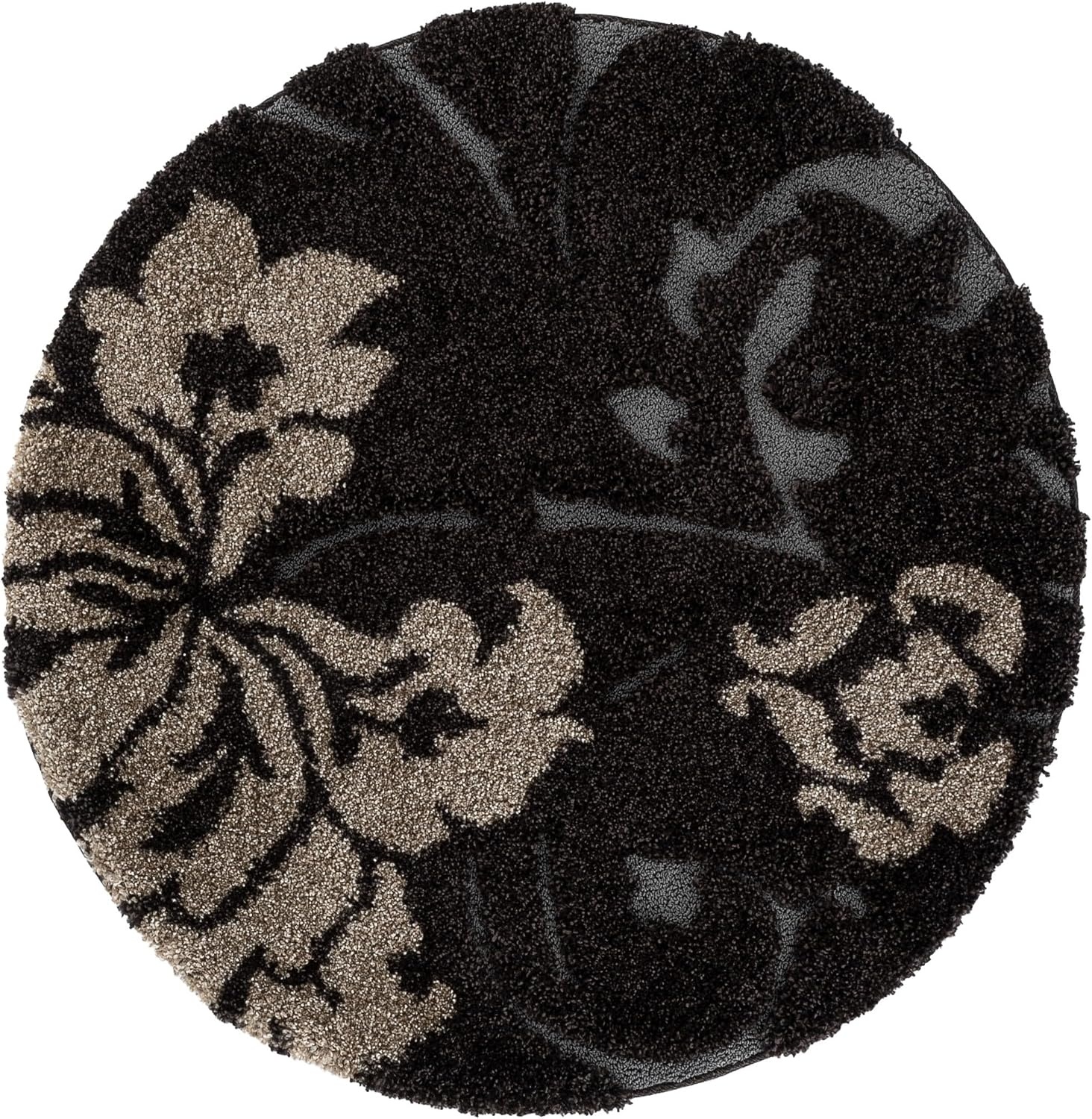image:imageSAFAVIEH Florida Shag Collection Area Rug 86 x 12 Grey amp Beige Floral Design NonShedding amp Easy Care 12inch Thick Ideal for High Traffic Areas in Living Room Bedroom SG4588013Dark BrownSmoke