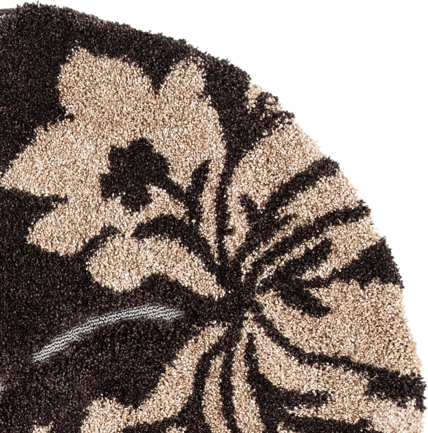 image:imageSAFAVIEH Florida Shag Collection Area Rug 86 x 12 Grey amp Beige Floral Design NonShedding amp Easy Care 12inch Thick Ideal for High Traffic Areas in Living Room Bedroom SG4588013Dark BrownSmoke