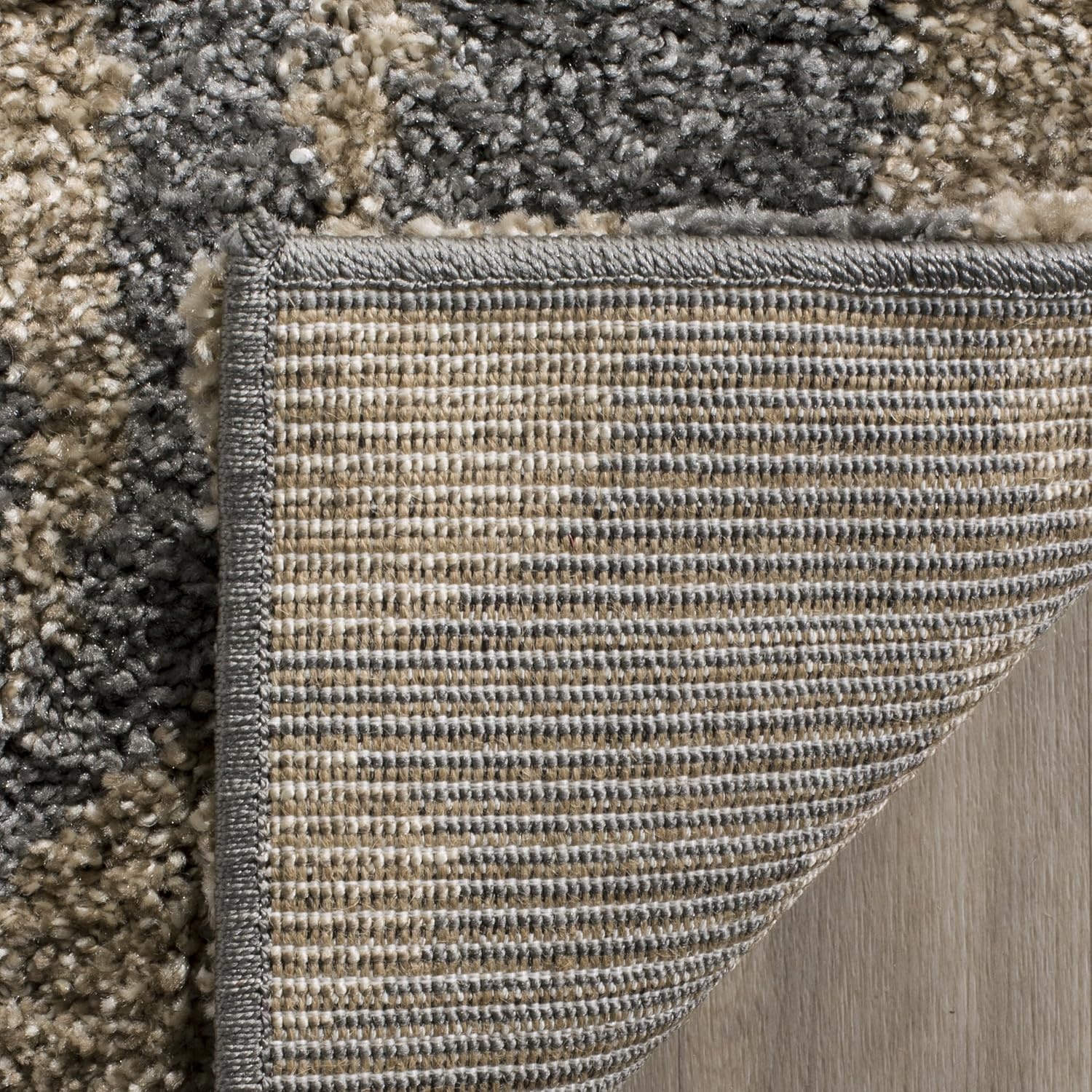 image:imageSAFAVIEH Florida Shag Collection Area Rug 86 x 12 Grey amp Beige Floral Design NonShedding amp Easy Care 12inch Thick Ideal for High Traffic Areas in Living Room Bedroom SG4588013GreyBeige