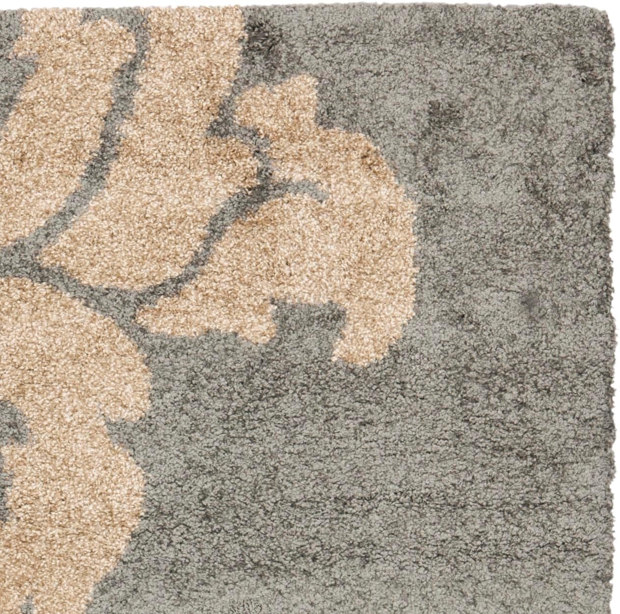 image:imageSAFAVIEH Florida Shag Collection Area Rug 86 x 12 Grey amp Beige Floral Design NonShedding amp Easy Care 12inch Thick Ideal for High Traffic Areas in Living Room Bedroom SG4588013GreyBeige