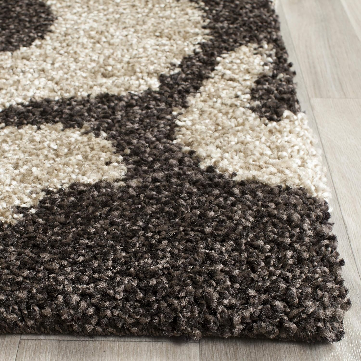 image:imageSAFAVIEH Florida Shag Collection Area Rug 86 x 12 Grey amp Beige Floral Design NonShedding amp Easy Care 12inch Thick Ideal for High Traffic Areas in Living Room Bedroom SG4588013Dark BrownSmoke