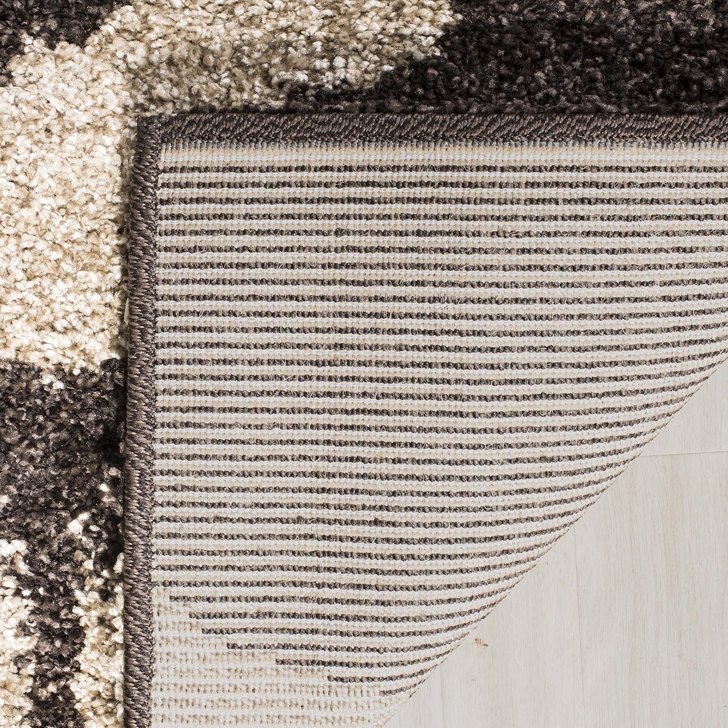 image:imageSAFAVIEH Florida Shag Collection Area Rug 86 x 12 Grey amp Beige Floral Design NonShedding amp Easy Care 12inch Thick Ideal for High Traffic Areas in Living Room Bedroom SG4588013Dark BrownSmoke