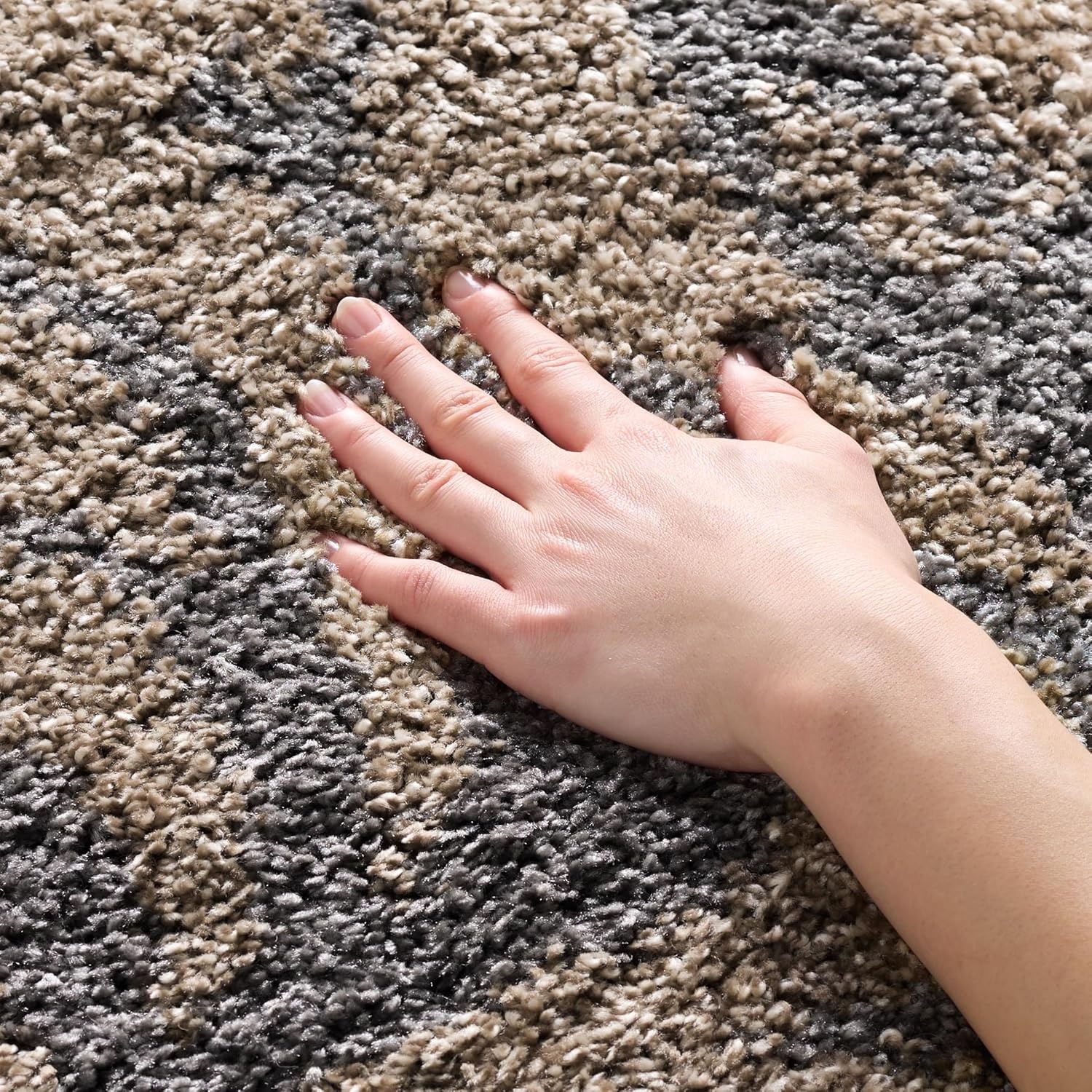 image:imageSAFAVIEH Florida Shag Collection Area Rug 86 x 12 Grey amp Beige Floral Design NonShedding amp Easy Care 12inch Thick Ideal for High Traffic Areas in Living Room Bedroom SG4588013GreyBeige