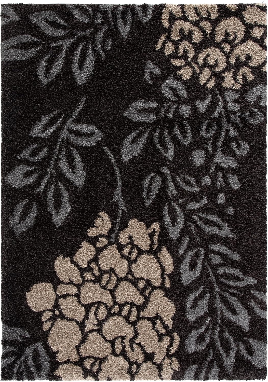 image:imageSAFAVIEH Florida Shag Collection Area Rug 86 x 12 Smoke amp Dark Brown Floral Design NonShedding amp Easy Care 12inch Thick Ideal for High Traffic Areas in Living Room Bedroom SG4567928Dark BrownGrey
