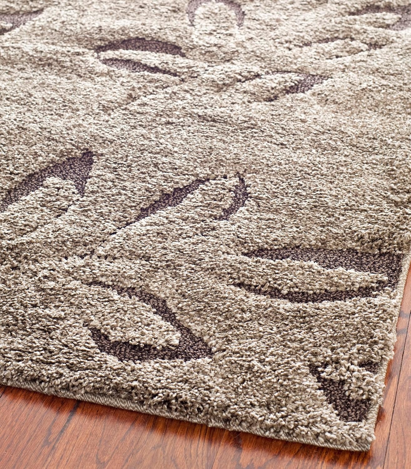 image:imageSAFAVIEH Florida Shag Collection Area Rug 86 x 12 Smoke amp Dark Brown Floral Design NonShedding amp Easy Care 12inch Thick Ideal for High Traffic Areas in Living Room Bedroom SG4567928SmokeDark Brown