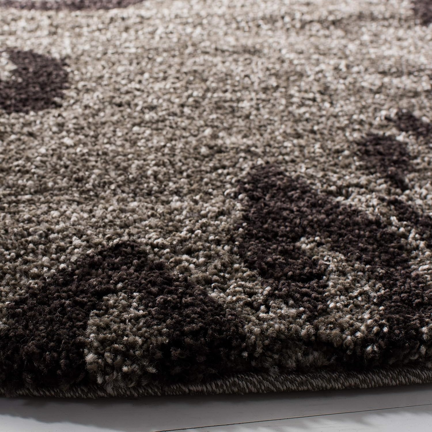 image:imageSAFAVIEH Florida Shag Collection Area Rug 86 x 12 Smoke amp Dark Brown Floral Design NonShedding amp Easy Care 12inch Thick Ideal for High Traffic Areas in Living Room Bedroom SG4567928SmokeDark Brown