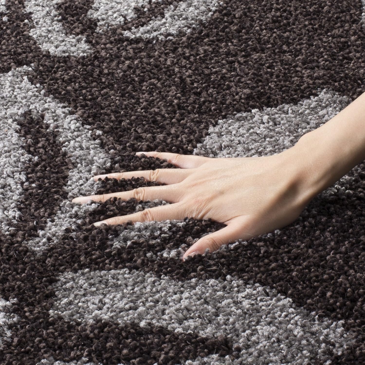 image:imageSAFAVIEH Florida Shag Collection Area Rug 86 x 12 Smoke amp Dark Brown Floral Design NonShedding amp Easy Care 12inch Thick Ideal for High Traffic Areas in Living Room Bedroom SG4567928Dark BrownGrey