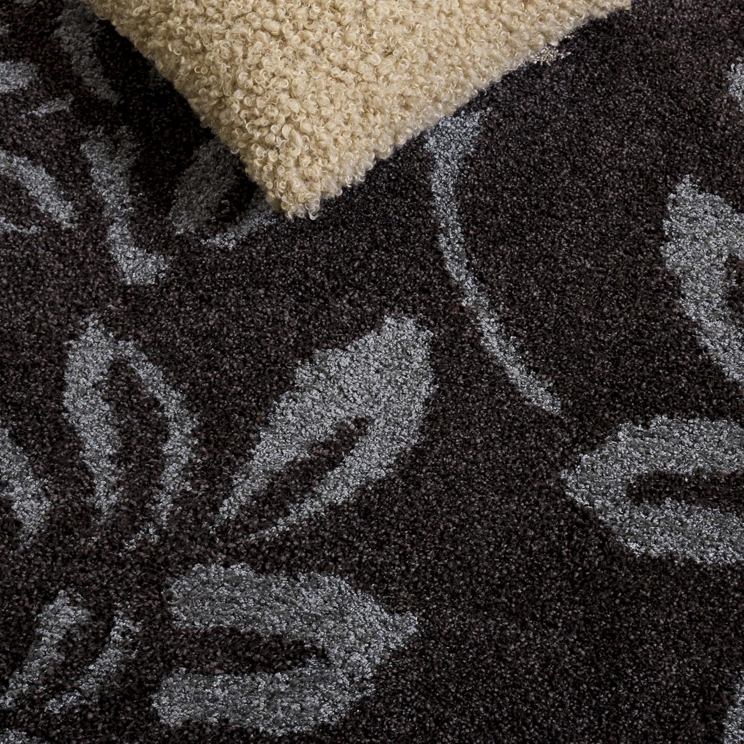 image:imageSAFAVIEH Florida Shag Collection Area Rug 86 x 12 Smoke amp Dark Brown Floral Design NonShedding amp Easy Care 12inch Thick Ideal for High Traffic Areas in Living Room Bedroom SG4567928Dark BrownGrey