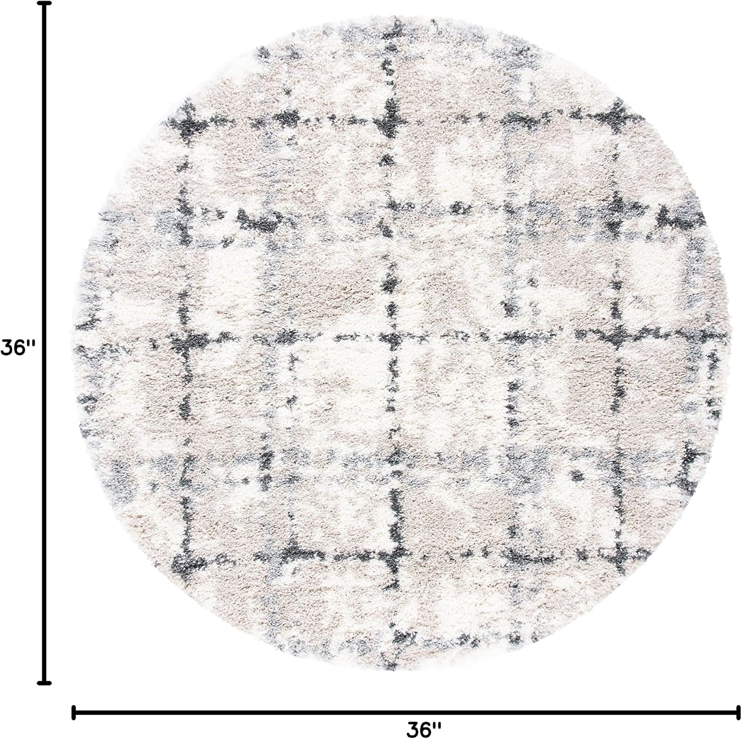 image:imageSAFAVIEH Fontana Shag Collection Area Rug 9 x 12 Grey amp Ivory Modern Grid Design NonShedding amp Easy Care 2inch Thick Ideal for High Traffic Areas in Living Room Bedroom FNT868FGreyIvory