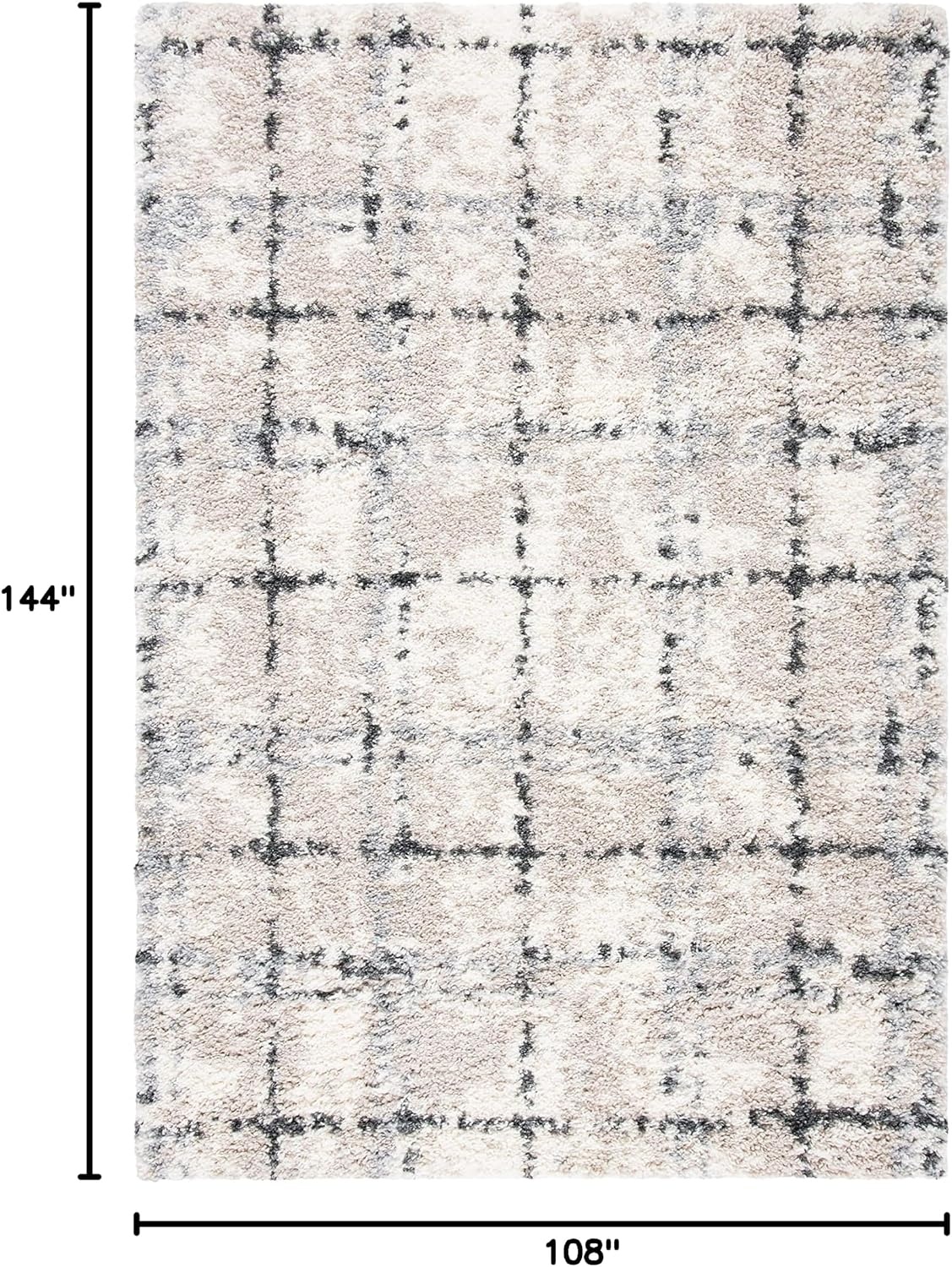 image:imageSAFAVIEH Fontana Shag Collection Area Rug 9 x 12 Grey amp Ivory Modern Grid Design NonShedding amp Easy Care 2inch Thick Ideal for High Traffic Areas in Living Room Bedroom FNT868FGreyIvory