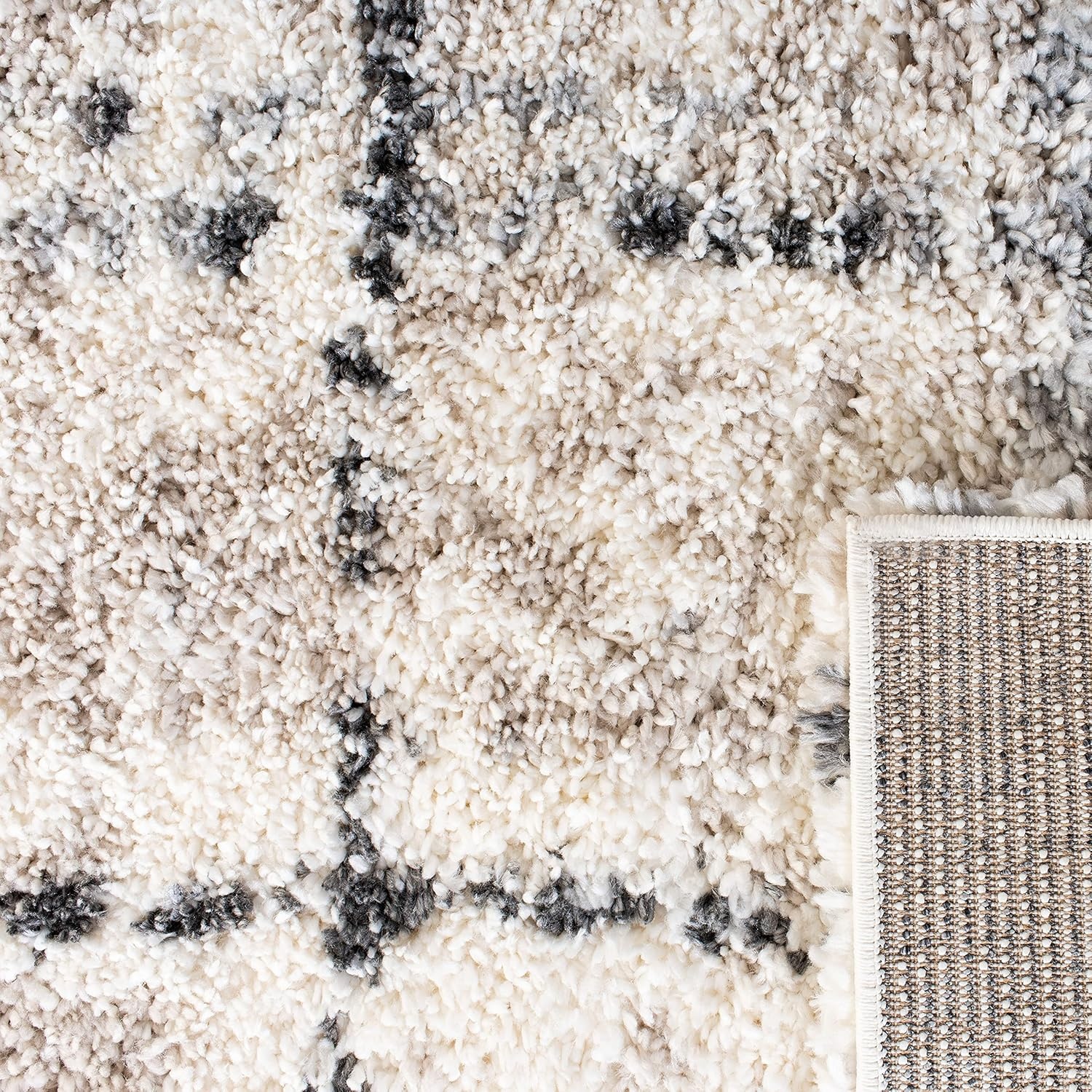image:imageSAFAVIEH Fontana Shag Collection Area Rug 9 x 12 Grey amp Ivory Modern Grid Design NonShedding amp Easy Care 2inch Thick Ideal for High Traffic Areas in Living Room Bedroom FNT868FGreyIvory