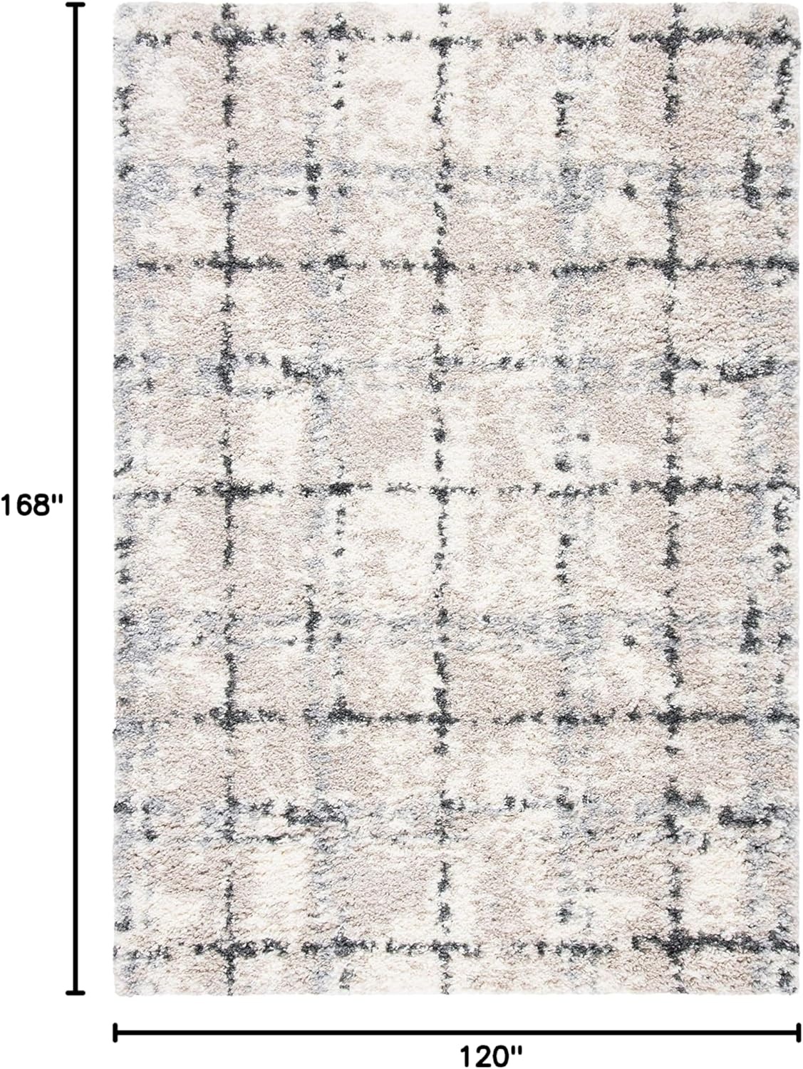 image:imageSAFAVIEH Fontana Shag Collection Area Rug 9 x 12 Grey amp Ivory Modern Grid Design NonShedding amp Easy Care 2inch Thick Ideal for High Traffic Areas in Living Room Bedroom FNT868FGreyIvory