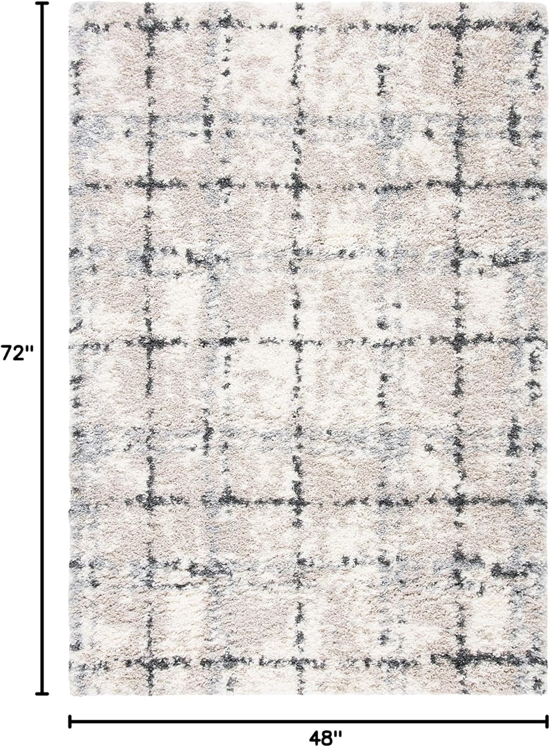 image:imageSAFAVIEH Fontana Shag Collection Area Rug 9 x 12 Grey amp Ivory Modern Grid Design NonShedding amp Easy Care 2inch Thick Ideal for High Traffic Areas in Living Room Bedroom FNT868FGreyIvory
