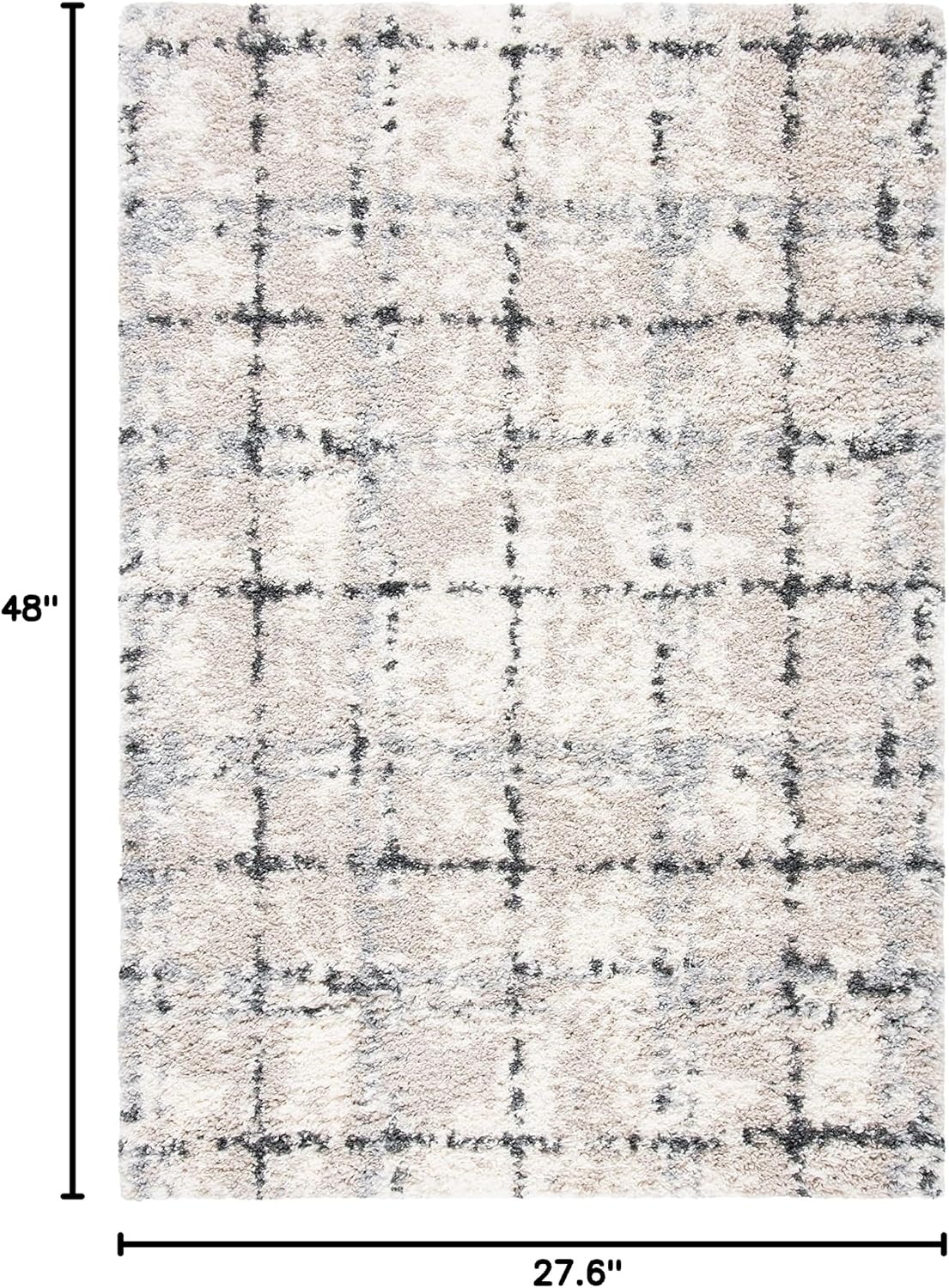 image:imageSAFAVIEH Fontana Shag Collection Area Rug 9 x 12 Grey amp Ivory Modern Grid Design NonShedding amp Easy Care 2inch Thick Ideal for High Traffic Areas in Living Room Bedroom FNT868FGreyIvory