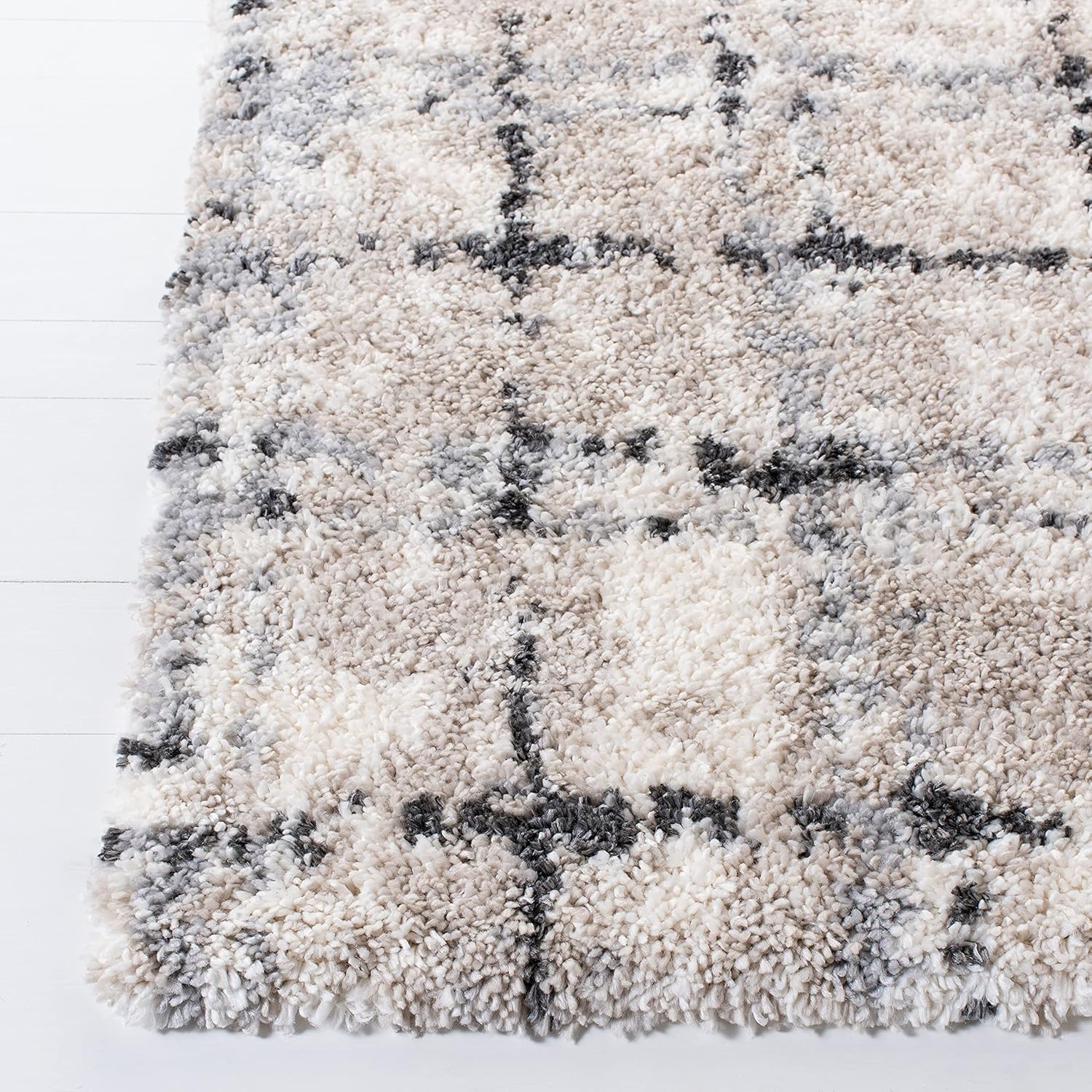 image:imageSAFAVIEH Fontana Shag Collection Area Rug 9 x 12 Grey amp Ivory Modern Grid Design NonShedding amp Easy Care 2inch Thick Ideal for High Traffic Areas in Living Room Bedroom FNT868FGreyIvory