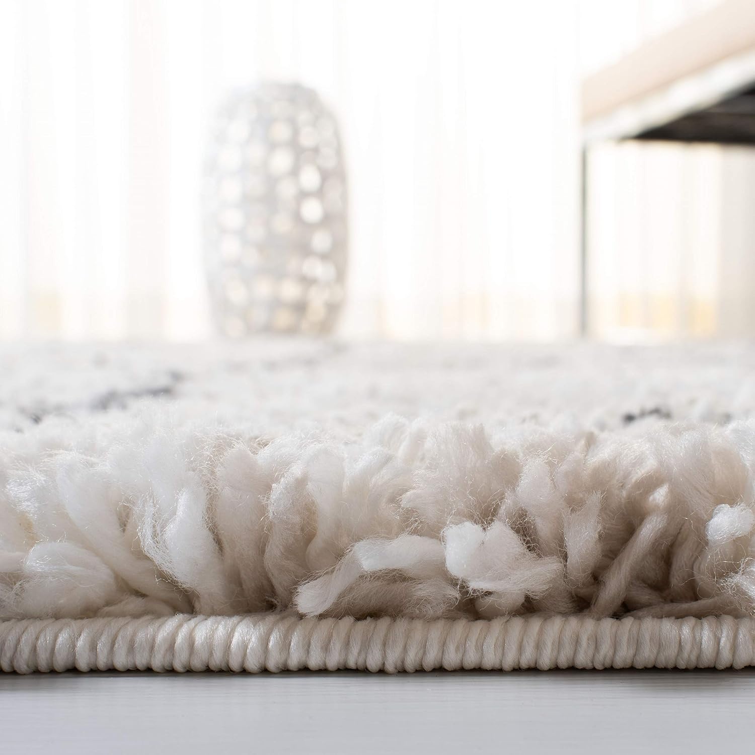 image:imageSAFAVIEH Fontana Shag Collection Area Rug 9 x 12 Grey amp Ivory Modern Grid Design NonShedding amp Easy Care 2inch Thick Ideal for High Traffic Areas in Living Room Bedroom FNT868FGreyIvory