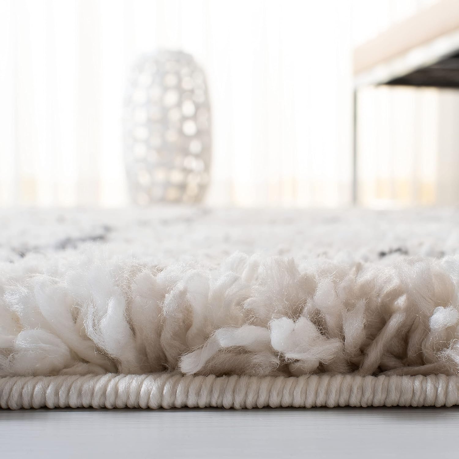 image:imageSAFAVIEH Fontana Shag Collection Area Rug 9 x 12 Grey amp Ivory Modern Grid Design NonShedding amp Easy Care 2inch Thick Ideal for High Traffic Areas in Living Room Bedroom FNT868FGreyIvory