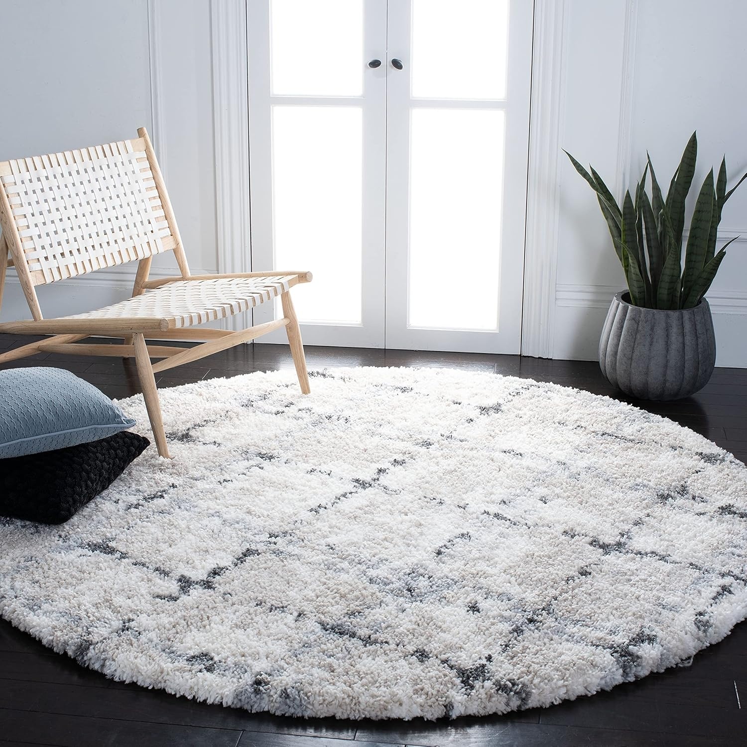 image:imageSAFAVIEH Fontana Shag Collection Area Rug 9 x 12 Grey amp Ivory Modern Grid Design NonShedding amp Easy Care 2inch Thick Ideal for High Traffic Areas in Living Room Bedroom FNT868FGreyIvory