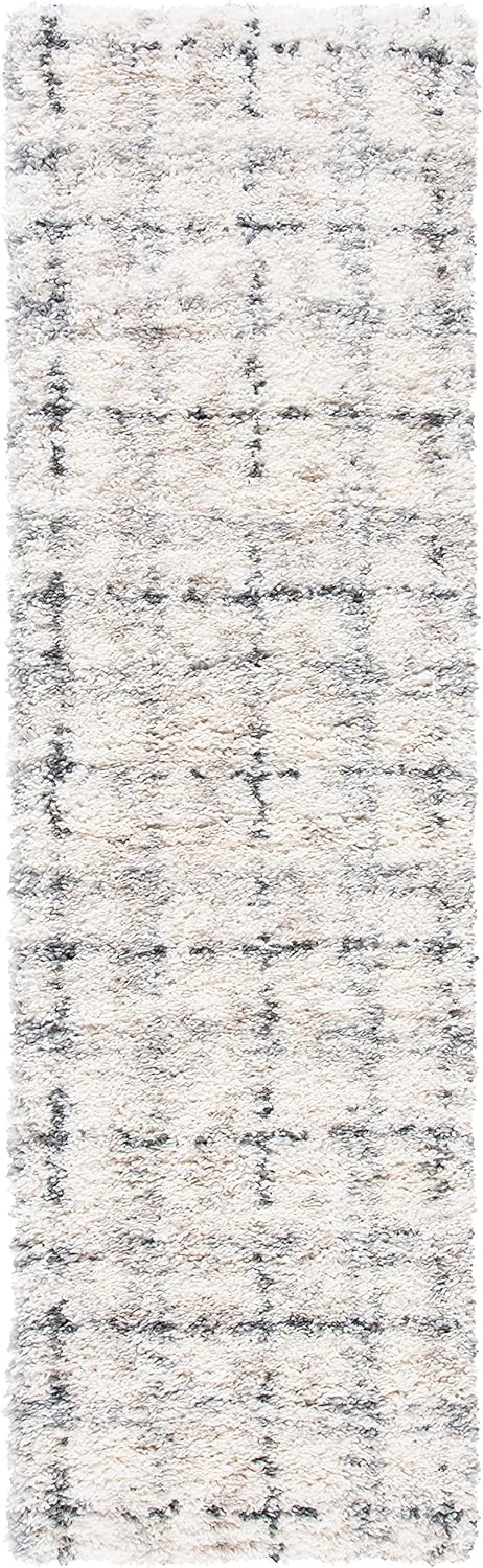 image:imageSAFAVIEH Fontana Shag Collection Area Rug 9 x 12 Grey amp Ivory Modern Grid Design NonShedding amp Easy Care 2inch Thick Ideal for High Traffic Areas in Living Room Bedroom FNT868FGreyIvory