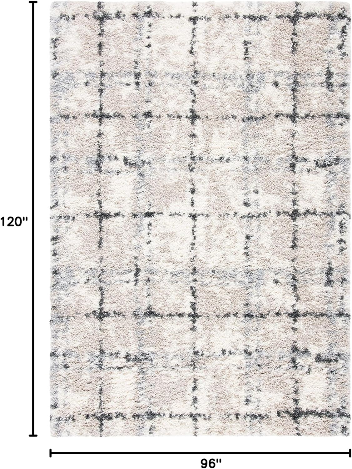 image:imageSAFAVIEH Fontana Shag Collection Area Rug 9 x 12 Grey amp Ivory Modern Grid Design NonShedding amp Easy Care 2inch Thick Ideal for High Traffic Areas in Living Room Bedroom FNT868FGreyIvory