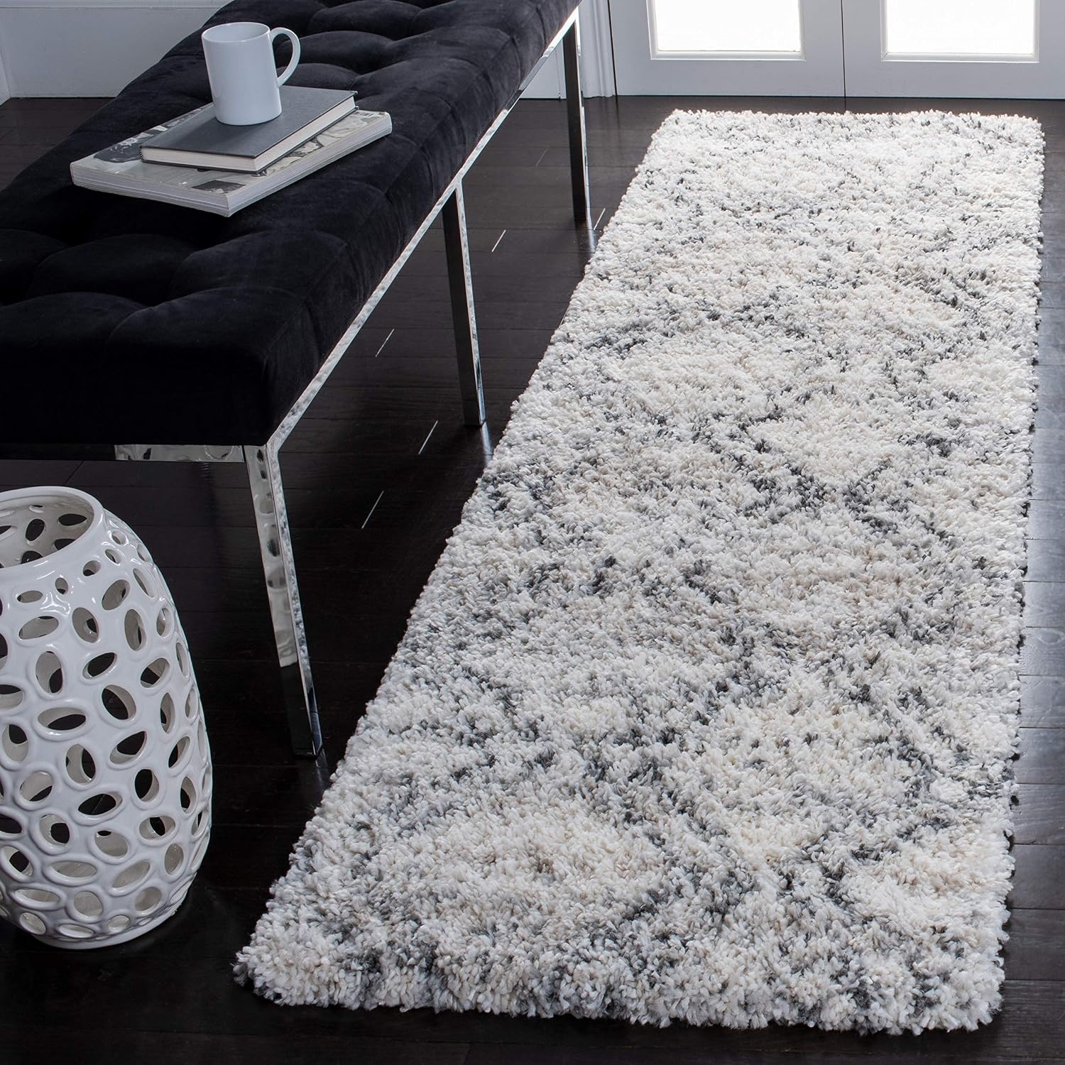 image:imageSAFAVIEH Fontana Shag Collection Area Rug 9 x 12 Ivory amp Grey Modern Design NonShedding amp Easy Care 2inch Thick Ideal for High Traffic Areas in Living Room Bedroom FNT881AIvoryGrey