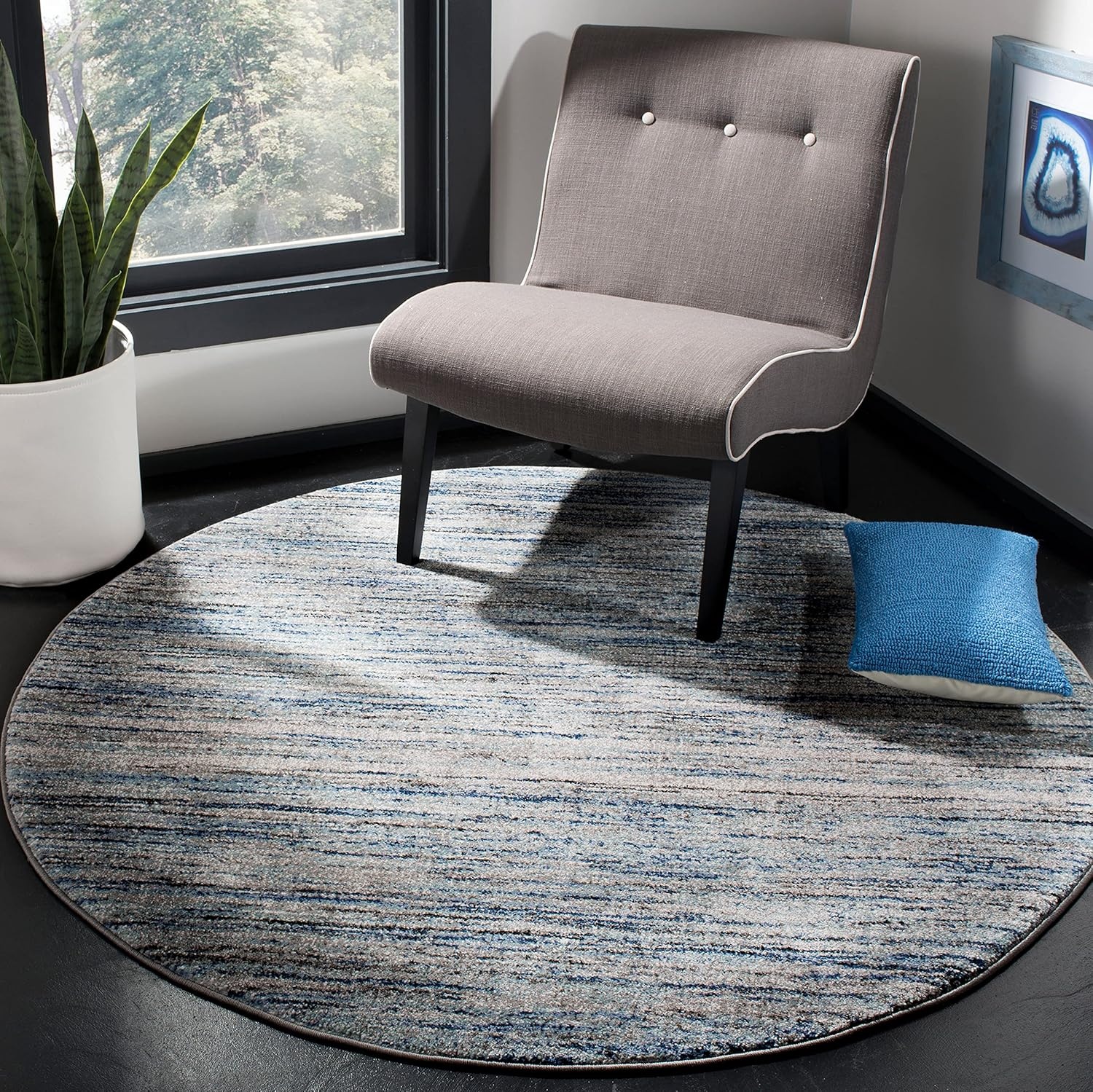 image:imageSAFAVIEH Galaxy Collection 8 x 10 BlueGrey GAL113M Modern NonShedding Living Room Bedroom Dining Home Office Area RugBlueGrey