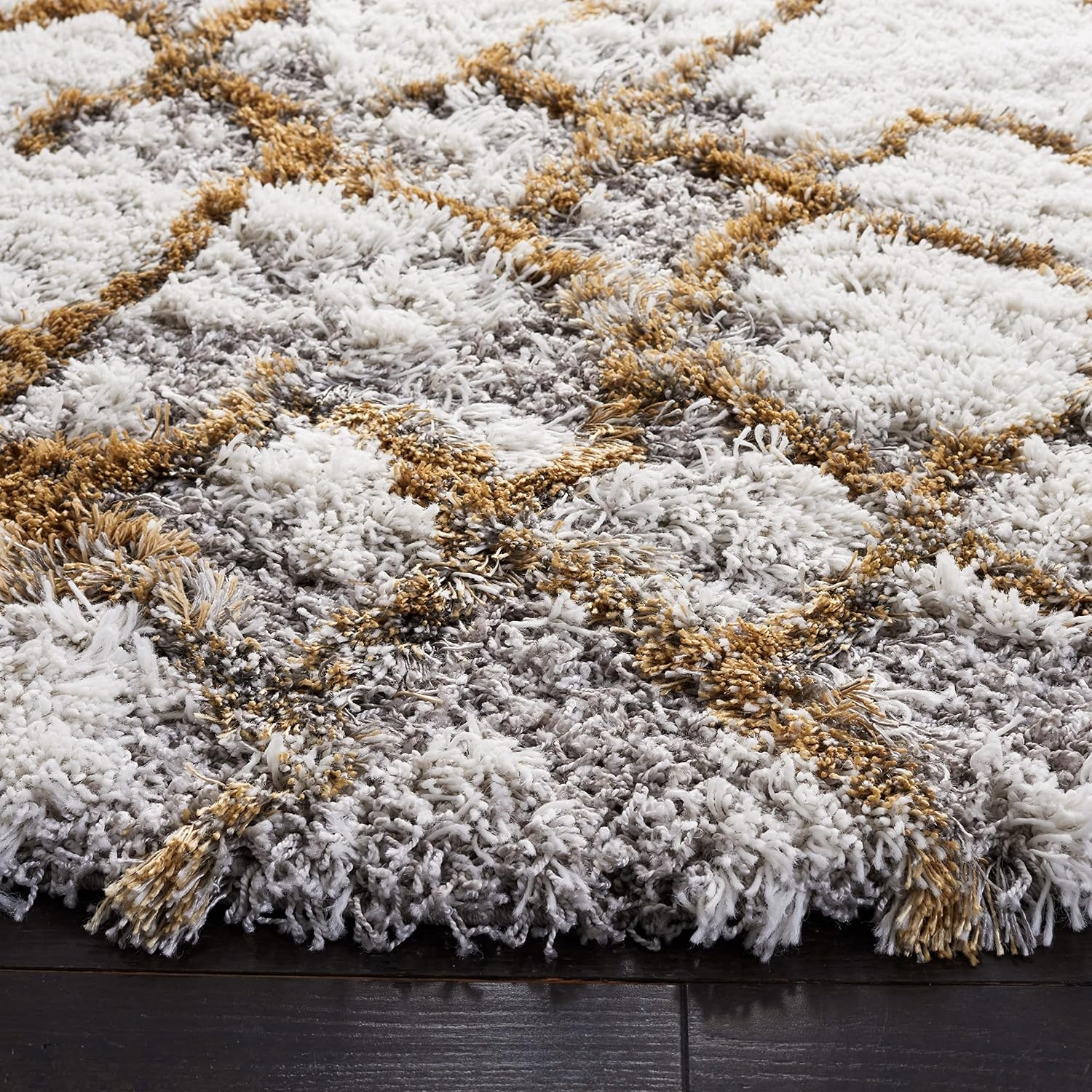 image:imageSAFAVIEH Horizon Shag Collection Area Rug 9 x 12 Ivory amp Rust Modern Abstract Design NonShedding amp Easy Care 25inch Thick Ideal for High Traffic Areas in Living Room Bedroom HZN894PIvoryGold