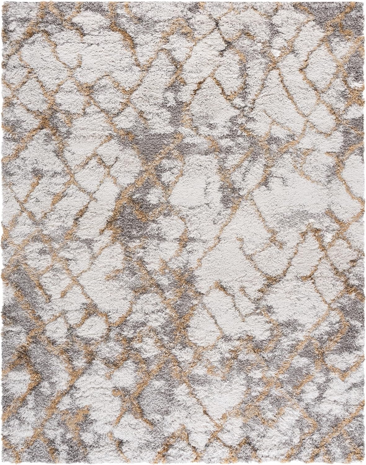 image:imageSAFAVIEH Horizon Shag Collection Area Rug 9 x 12 Ivory amp Rust Modern Abstract Design NonShedding amp Easy Care 25inch Thick Ideal for High Traffic Areas in Living Room Bedroom HZN894PIvoryGold