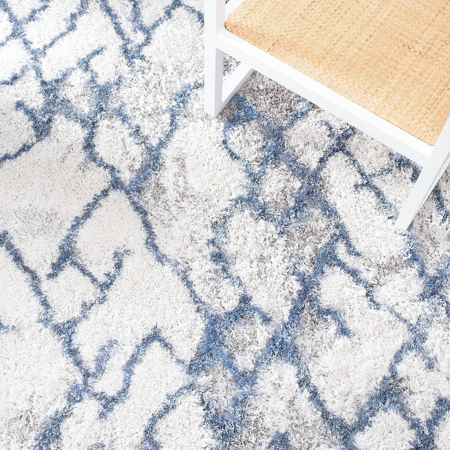 image:imageSAFAVIEH Horizon Shag Collection Area Rug 9 x 12 Ivory amp Rust Modern Abstract Design NonShedding amp Easy Care 25inch Thick Ideal for High Traffic Areas in Living Room Bedroom HZN894PIvoryBlue