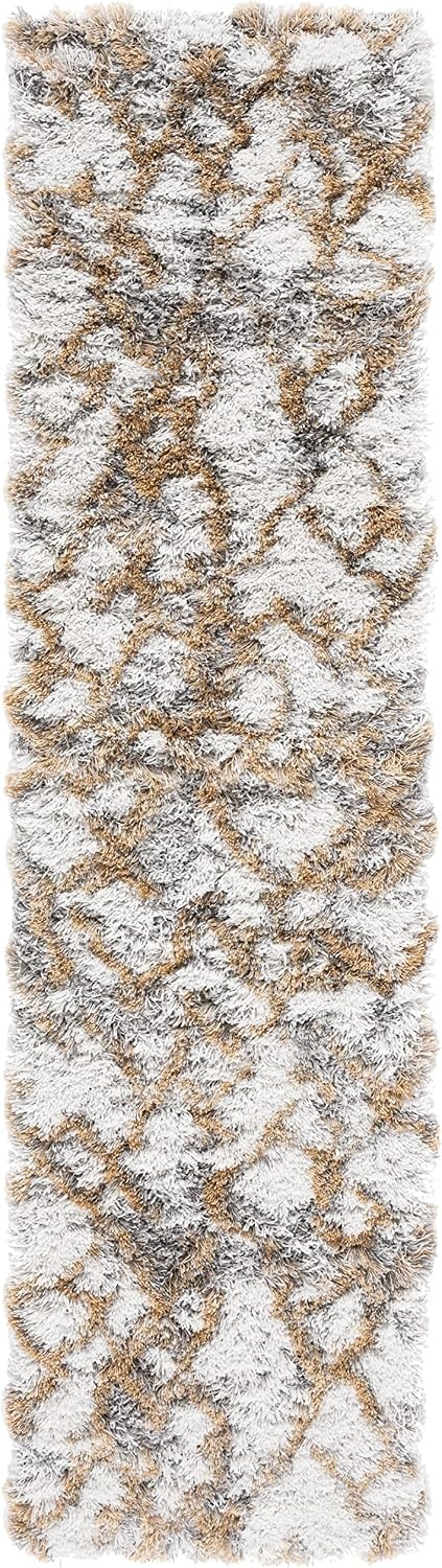 image:imageSAFAVIEH Horizon Shag Collection Area Rug 9 x 12 Ivory amp Rust Modern Abstract Design NonShedding amp Easy Care 25inch Thick Ideal for High Traffic Areas in Living Room Bedroom HZN894PIvoryGold
