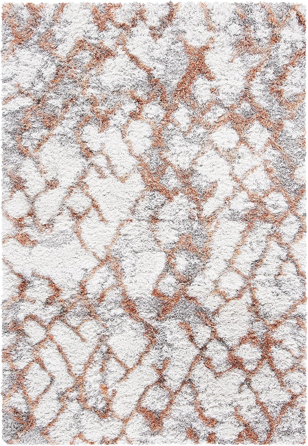 image:imageSAFAVIEH Horizon Shag Collection Area Rug 9 x 12 Ivory amp Rust Modern Abstract Design NonShedding amp Easy Care 25inch Thick Ideal for High Traffic Areas in Living Room Bedroom HZN894PIvoryRust