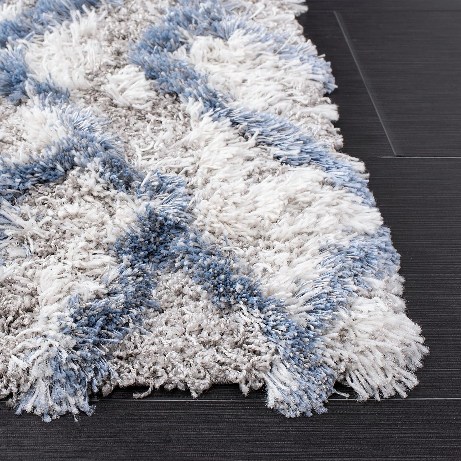 image:imageSAFAVIEH Horizon Shag Collection Area Rug 9 x 12 Ivory amp Rust Modern Abstract Design NonShedding amp Easy Care 25inch Thick Ideal for High Traffic Areas in Living Room Bedroom HZN894PIvoryBlue