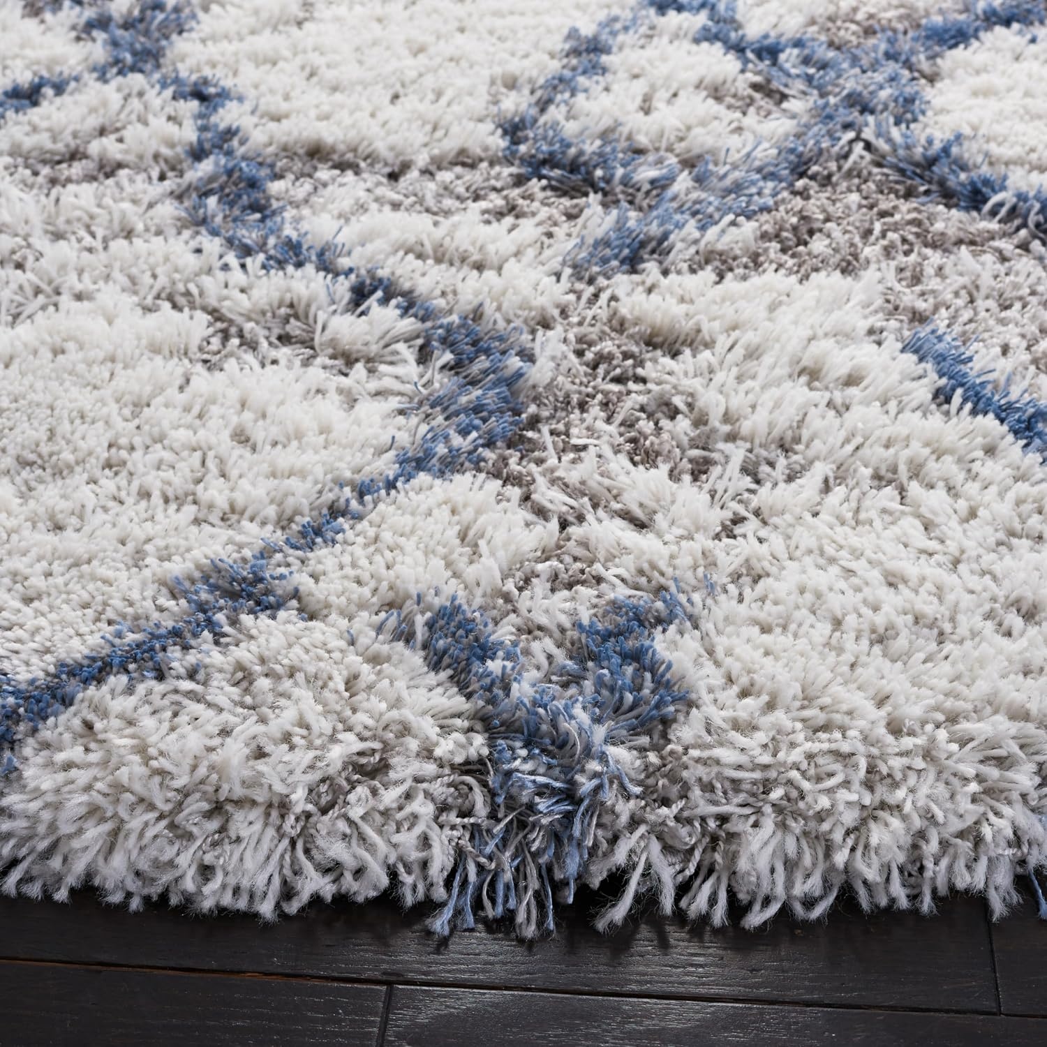 image:imageSAFAVIEH Horizon Shag Collection Area Rug 9 x 12 Ivory amp Rust Modern Abstract Design NonShedding amp Easy Care 25inch Thick Ideal for High Traffic Areas in Living Room Bedroom HZN894PIvoryBlue