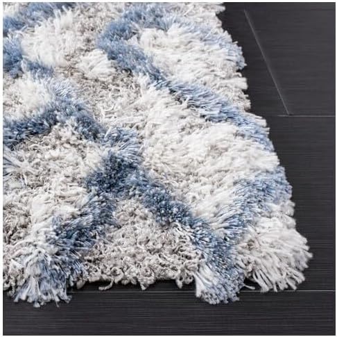 image:imageSAFAVIEH Horizon Shag Collection Area Rug 9 x 12 Ivory amp Rust Modern Abstract Design NonShedding amp Easy Care 25inch Thick Ideal for High Traffic Areas in Living Room Bedroom HZN894PIvoryBlue