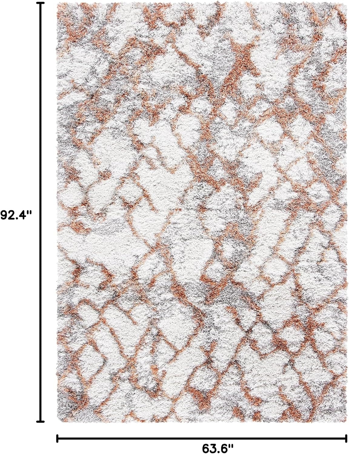 image:imageSAFAVIEH Horizon Shag Collection Area Rug 9 x 12 Ivory amp Rust Modern Abstract Design NonShedding amp Easy Care 25inch Thick Ideal for High Traffic Areas in Living Room Bedroom HZN894PIvoryRust