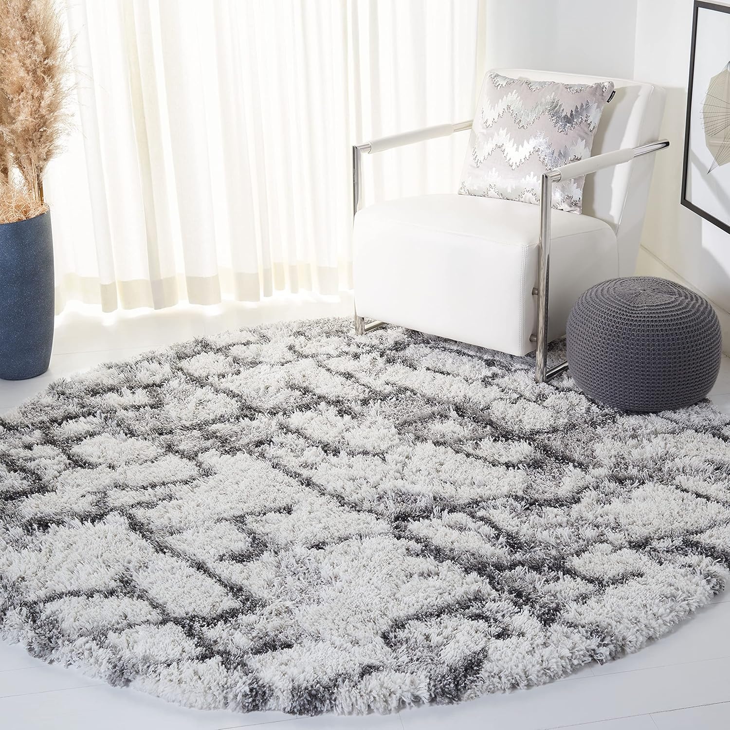image:imageSAFAVIEH Horizon Shag Collection Area Rug 9 x 12 Ivory amp Rust Modern Abstract Design NonShedding amp Easy Care 25inch Thick Ideal for High Traffic Areas in Living Room Bedroom HZN894PGreyIvory